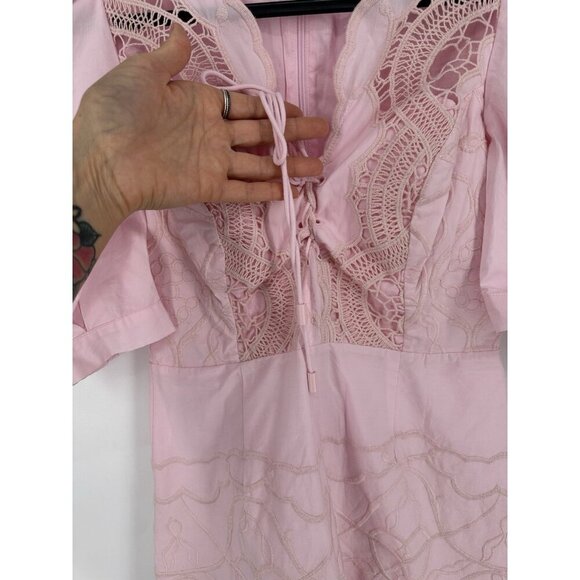 Bardot Embroidered Doily Dress In Blush Women’s 4 Read $208 - Picture 3 of 14